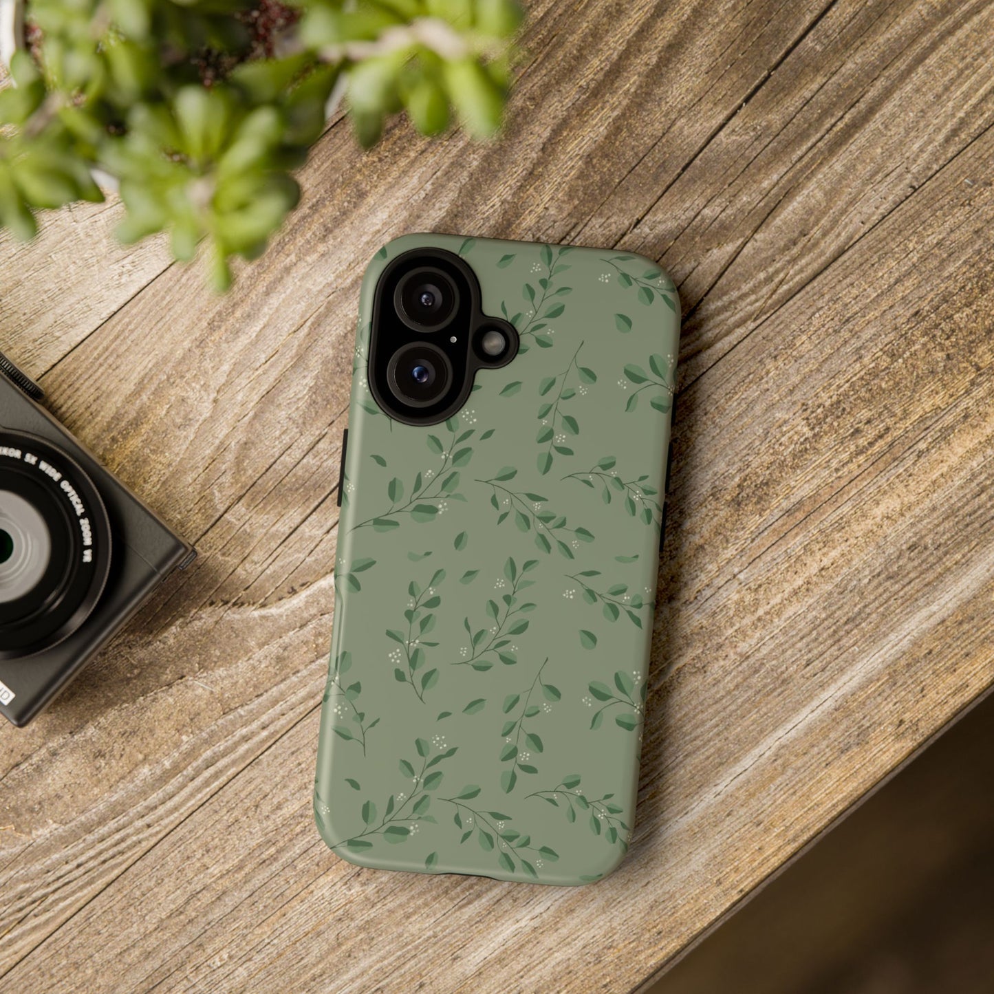 Floral Phone Case — Olive Green Botanical iPhone Cover