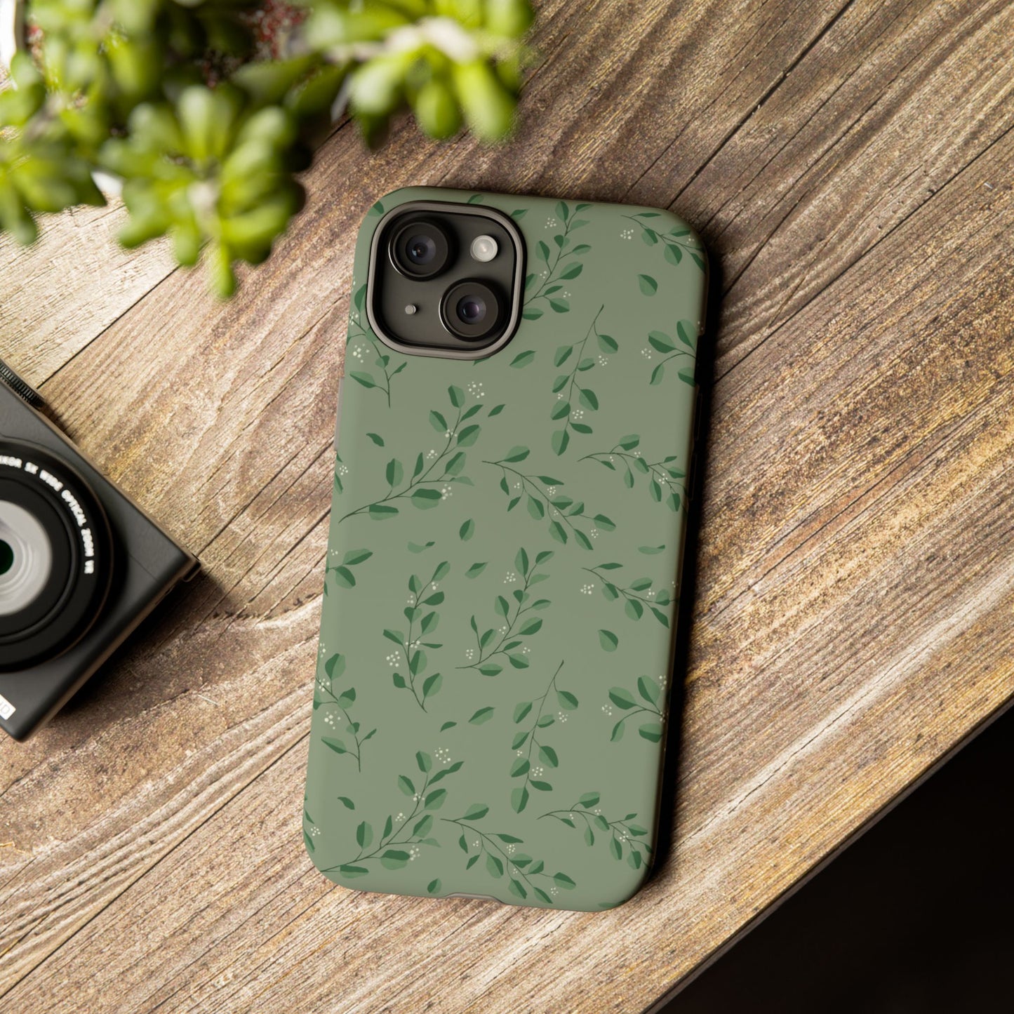 Floral Phone Case — Olive Green Botanical iPhone Cover