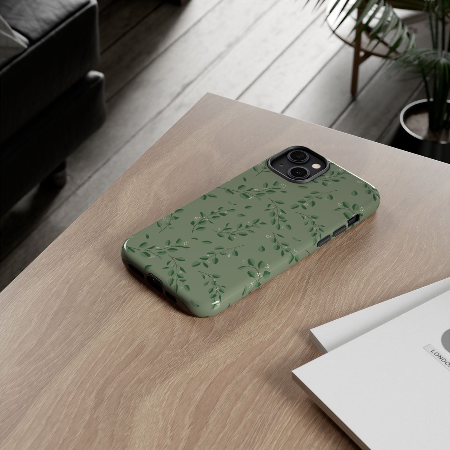 Floral Phone Case — Olive Green Botanical iPhone Cover