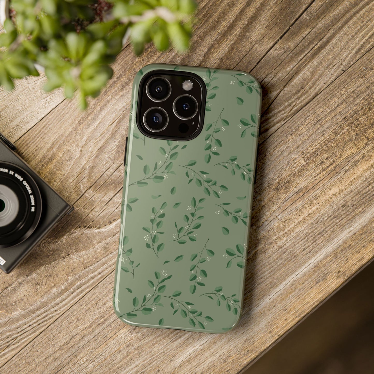 Floral Phone Case — Olive Green Botanical iPhone Cover