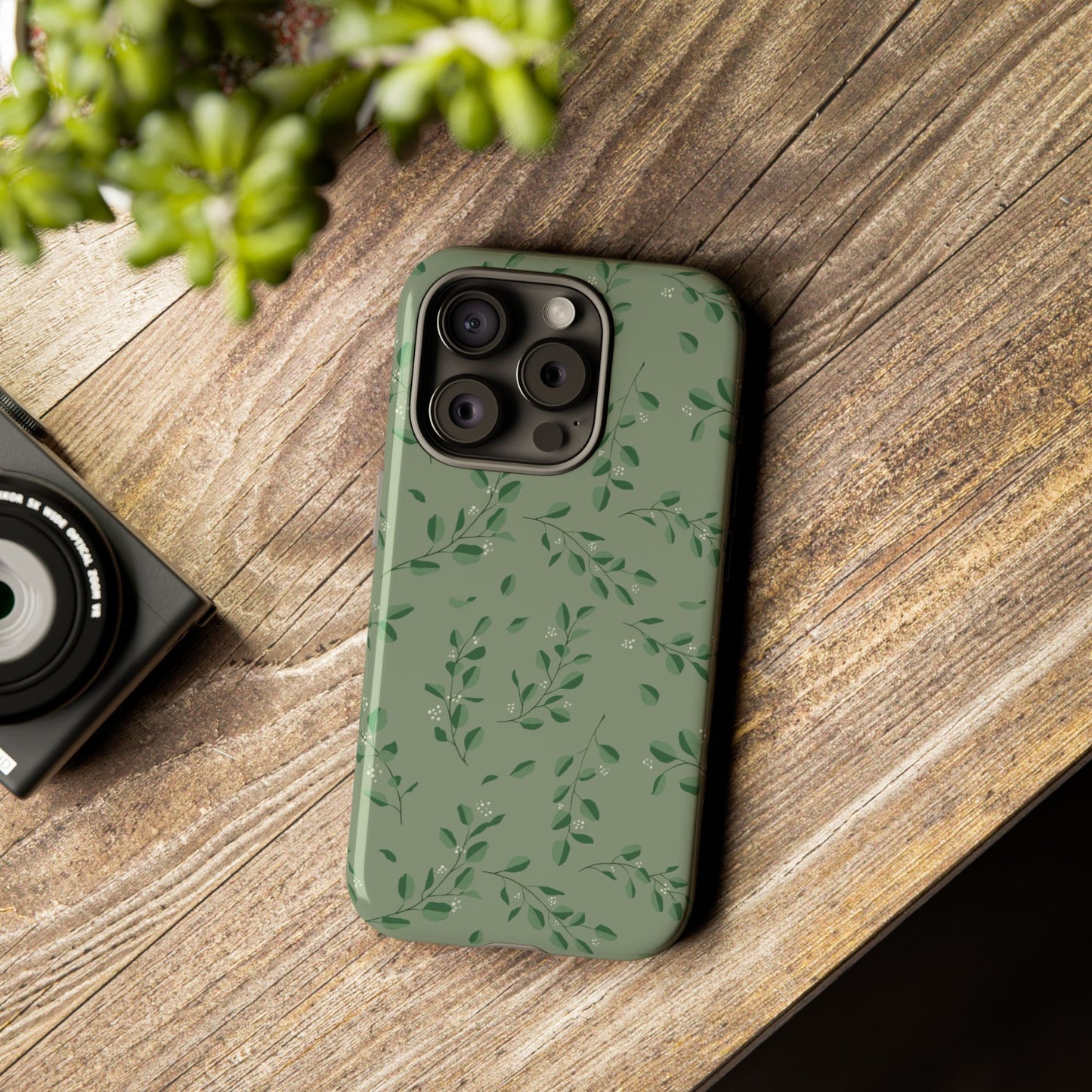 Floral Phone Case — Olive Green Botanical iPhone Cover