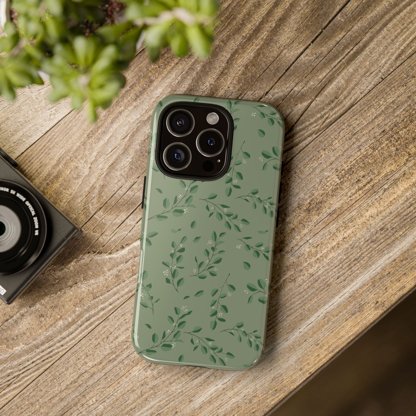 Floral Phone Case — Olive Green Botanical iPhone Cover