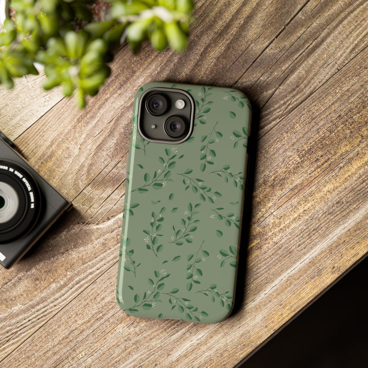 Floral Phone Case — Olive Green Botanical iPhone Cover