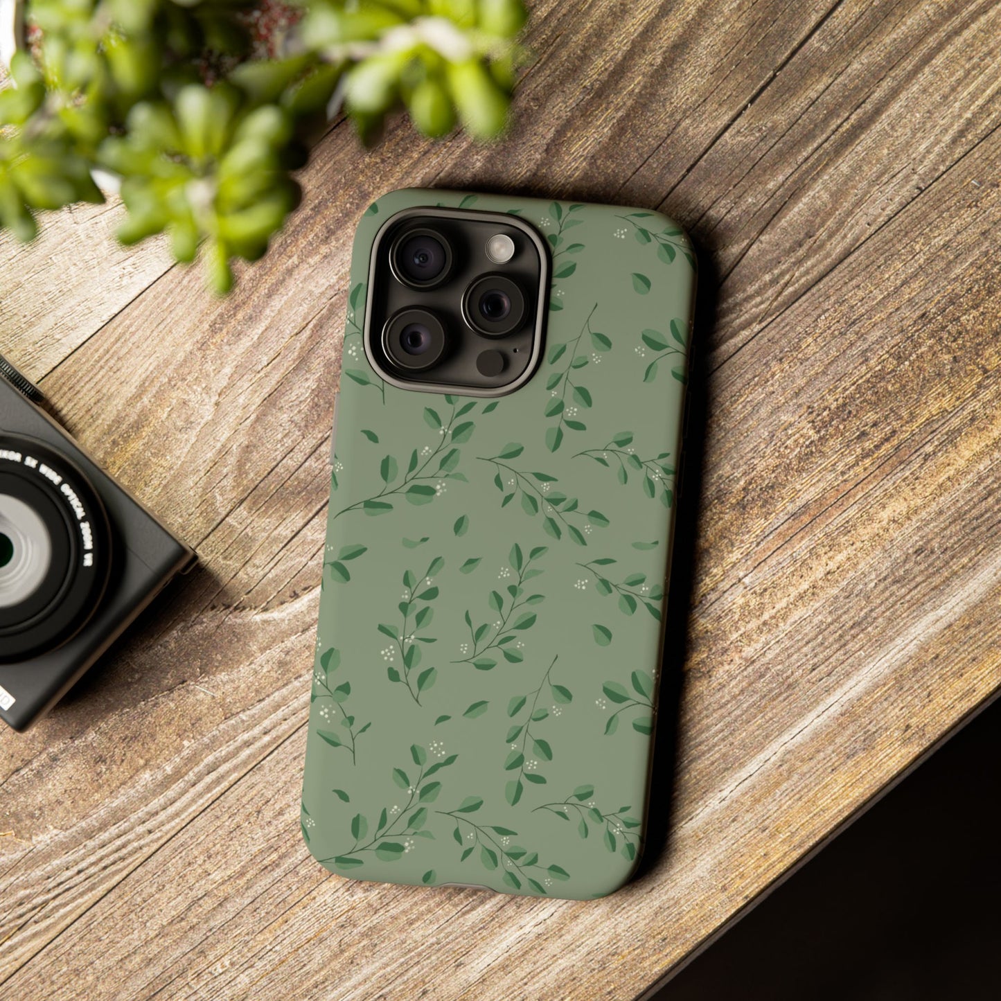 Floral Phone Case — Olive Green Botanical iPhone Cover