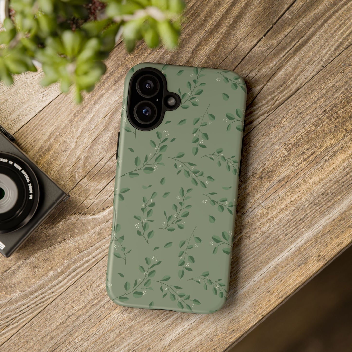 Floral Phone Case — Olive Green Botanical iPhone Cover