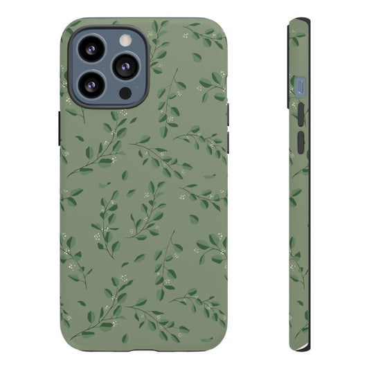 Floral Phone Case — Olive Green Botanical iPhone Cover