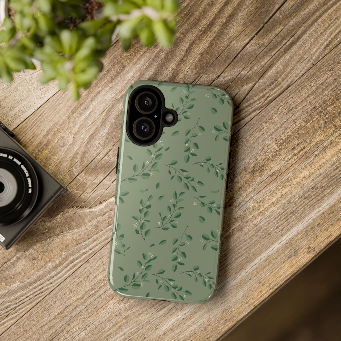 Floral Phone Case — Olive Green Botanical iPhone Cover