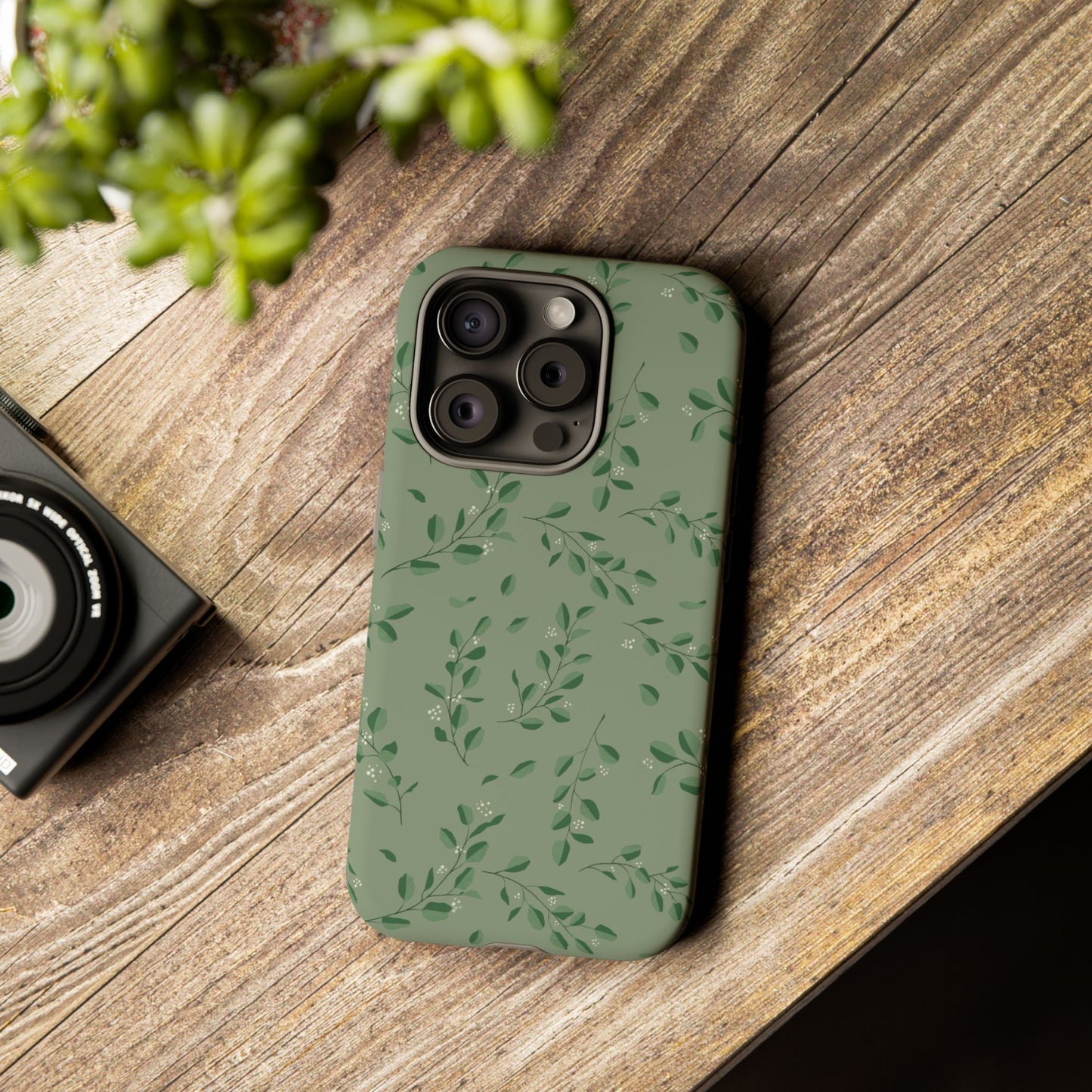 Floral Phone Case — Olive Green Botanical iPhone Cover