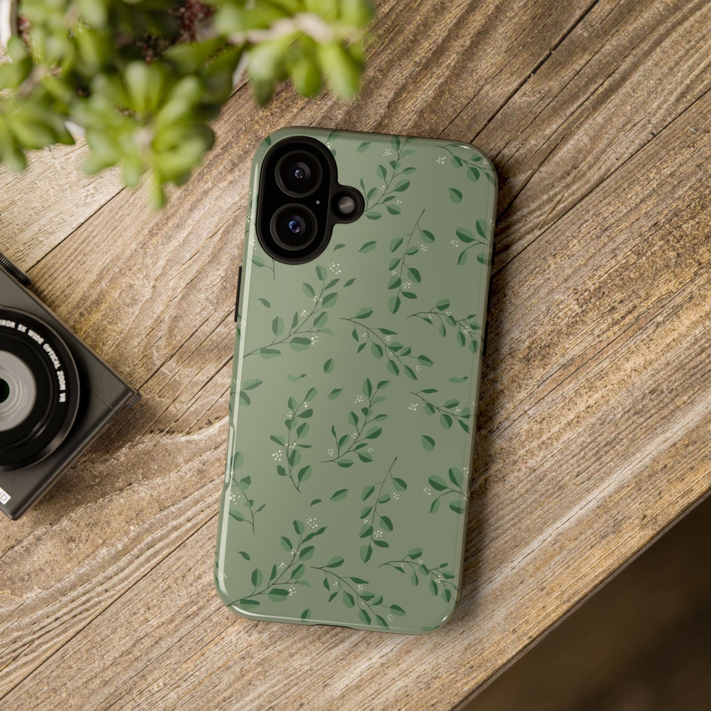 Floral Phone Case — Olive Green Botanical iPhone Cover